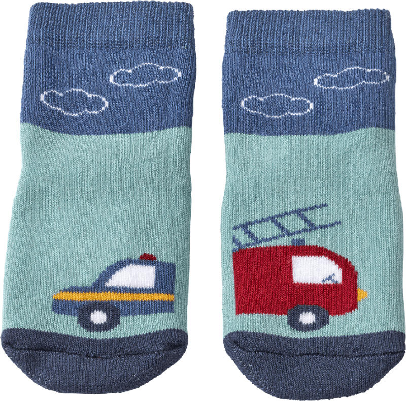 PUSBLU Stoppersocken mit Feuerwehrauto-Motiv, blau, Gr. 21/22