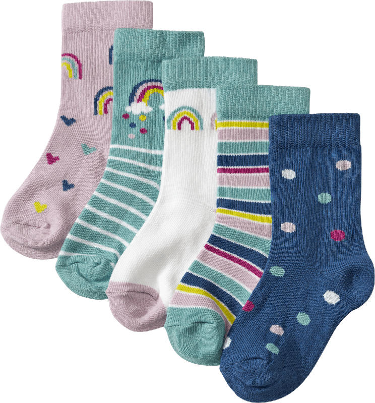 PUSBLU Socken mit Regenbogen-Motiv, blau + lila, Gr. 23/26