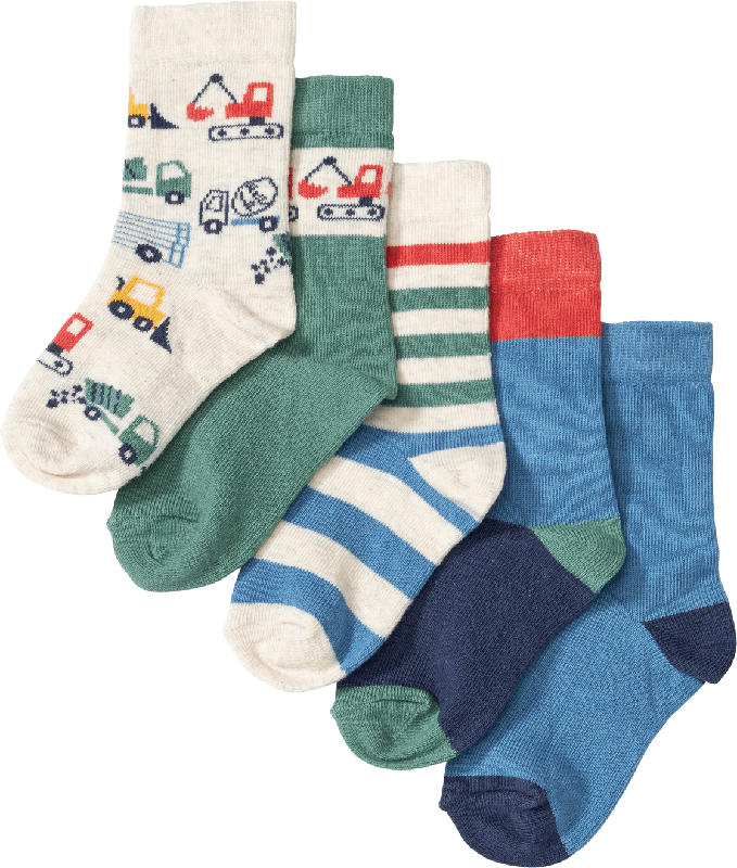 PUSBLU Socken mit Fahrzeug-Motiv, grün + blau, Gr. 27/29