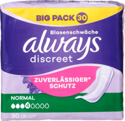 Protège-slips Incontinence Always Discreet, normal, 30 pièces