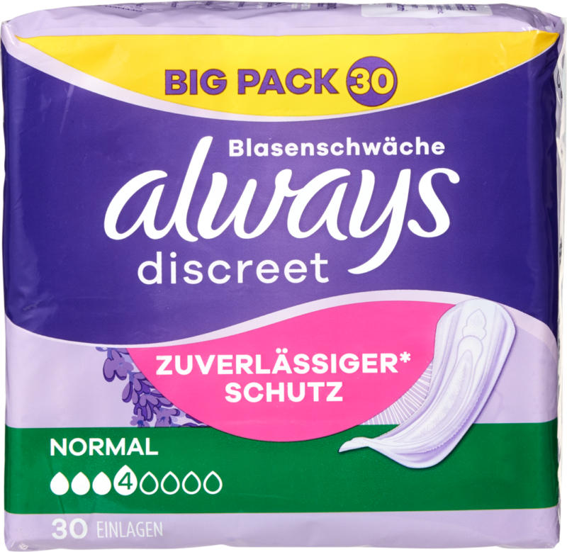 Proteggi-slip Incontinenza Always Discreet, normal, 30 pezzi