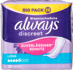 Always Discreet Slipeinlagen Blasenschwäche, long, 26 pezzi