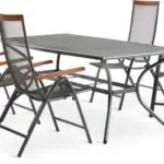 JYSK JYSK Masă LARVIK 150 gri + 4 scaune LARVIK reglabil gri