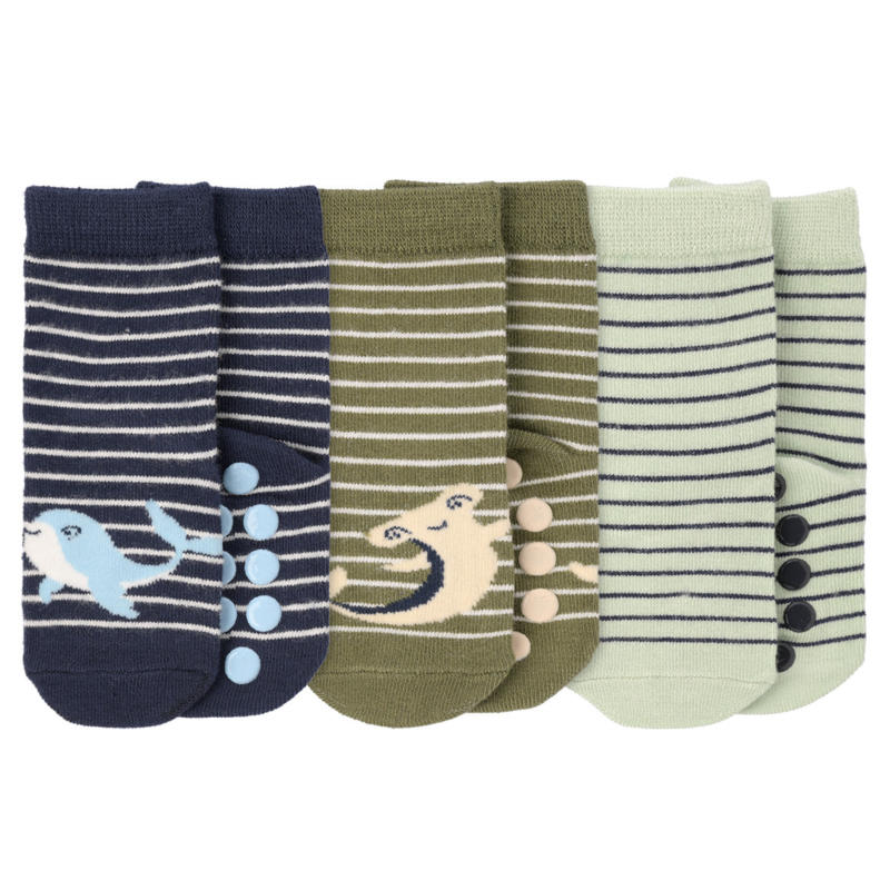 3 Paar Baby Stoppersocken mit Tier-Motiven