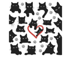 Wandsticker Katze schwarz 30x30 cm