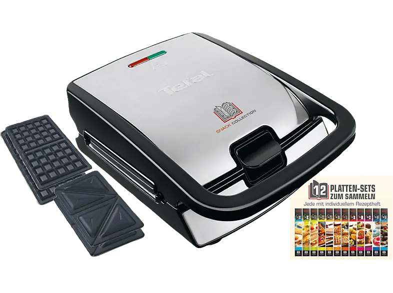 Tefal SW 852 D Waffel-/Sandwichmaker, Schwarz/Edelstahl, 700 Watt
