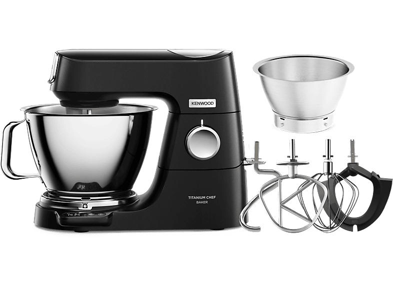 Kenwood KVC85.004BK Titanium Chef Baker Küchenmaschine mit EasyWeight, Schwarz (Rührschüsselkapazität: 5 l, 1200 Watt)