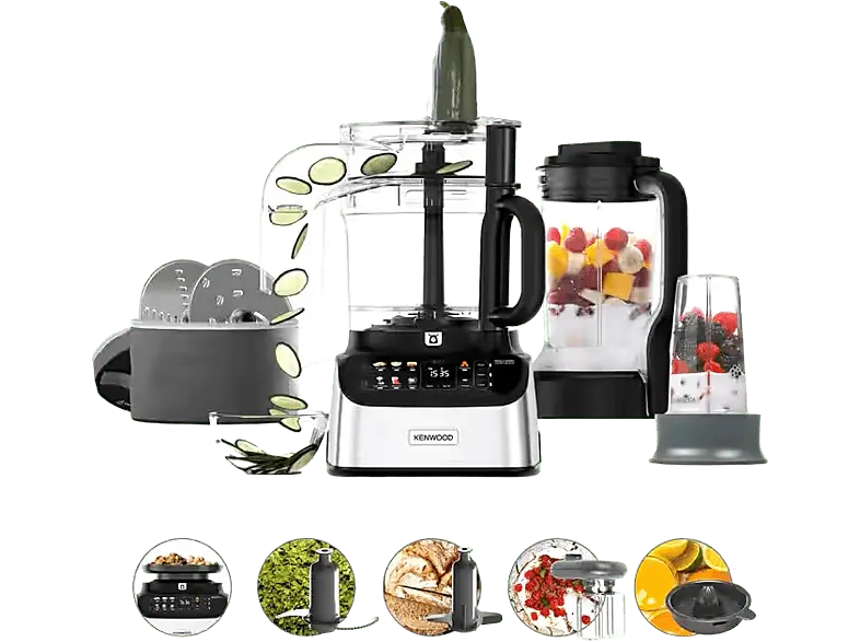 Kenwood FDM73.850SS MultiPro OneTouch Kompakt Küchenmaschine Gebürstetes Metall (Rührschüsselkapazität: 3 l, 1000 Watt)