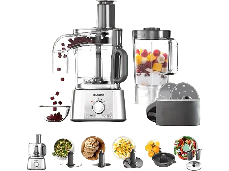 Kenwood 0W22010074, FDP65.820SI MultiPro Express, Kompakte Küchenmaschine Silber (Rührschüsselkapazität: 3 l, 1000 Watt)