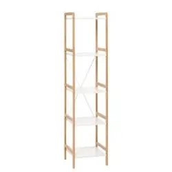 JYSK Etajeră BROBY 5 raft. îngustă bambus/alb