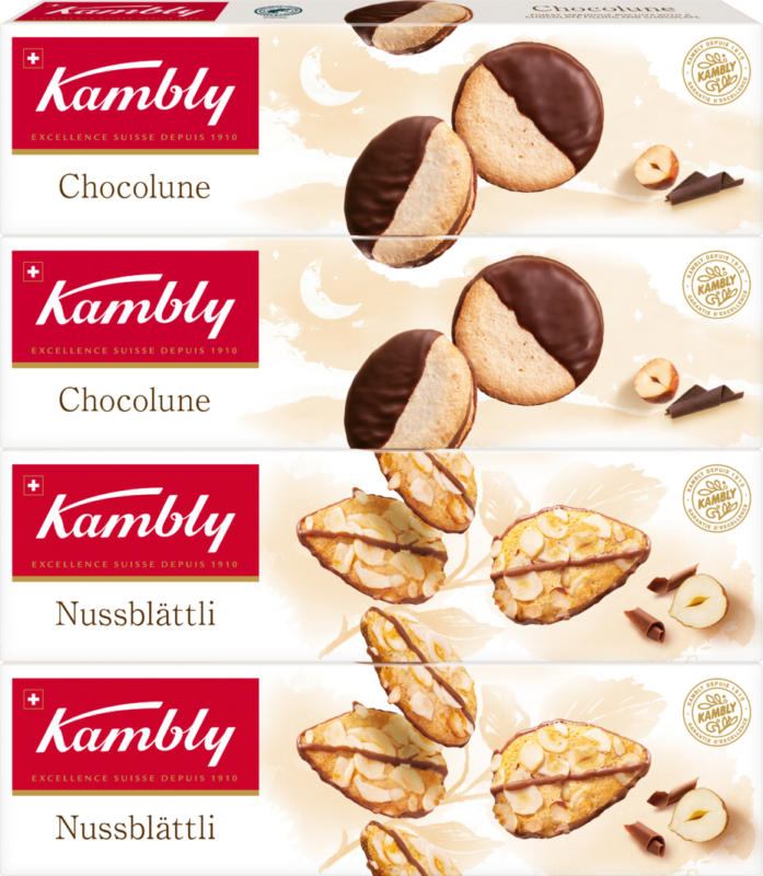 Biscuits Chocolune & Feuille aux Noisettes Kambly, 380 g