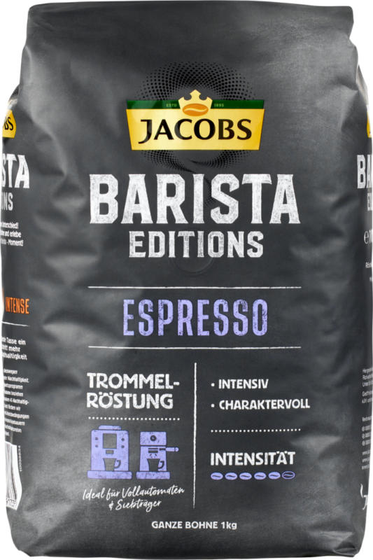 Café Espresso Barista Editions Jacobs, en grains, 1 kg