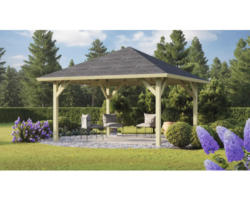 Pavillon Karibu Classic Dannau 1 mit Haube 359 x 359 cm kesseldruckimprägniert