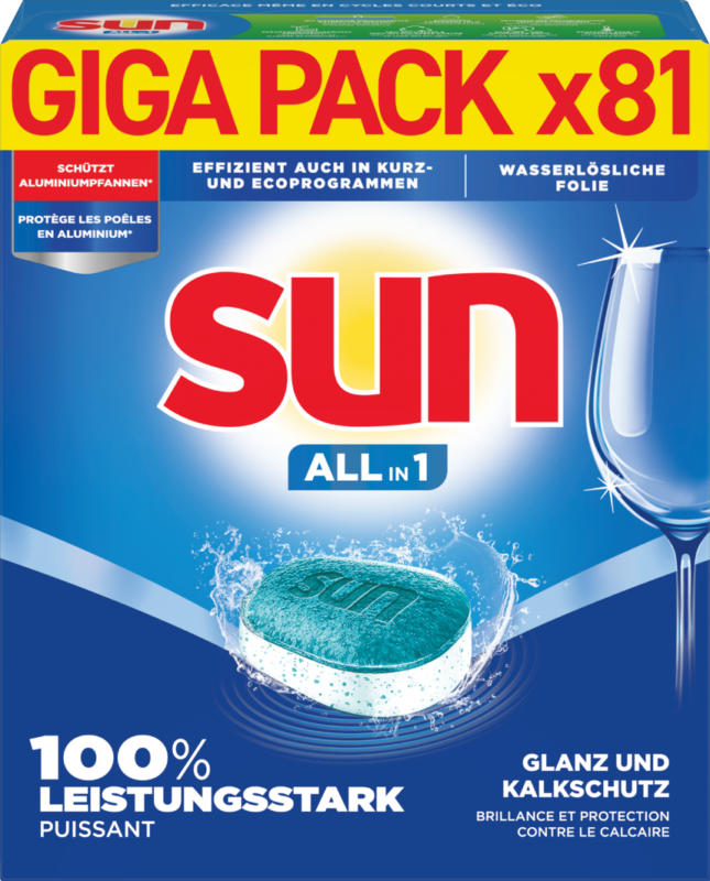 Sun Geschirrspültabs All in 1 Regular , 81 tablettes