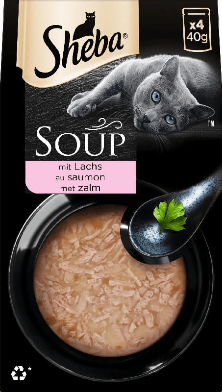 Sheba Nassfutter Katze mit Lachs, Soup Multipack (4x40 g)