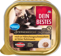 Dein Bestes Sternenküche Nassfutter Katze reich an Hähnchengeschnetzeltem an feiner Rahmsoße