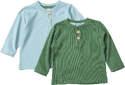 ALANA Langarmshirts mit Knopfleiste, blau + grün, Gr. 110