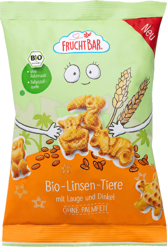 FruchtBar Kindersnack Linsen-Tiere mit Lauge & Dinkel, ab 3 Jahren