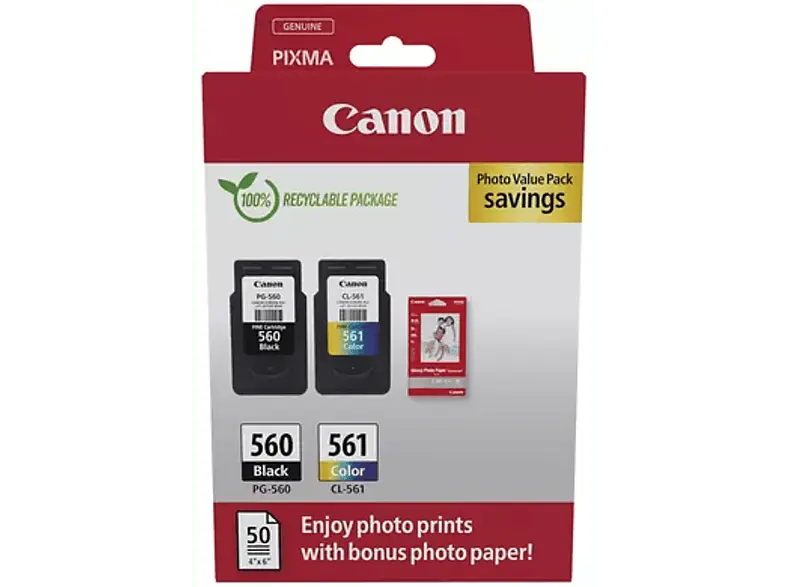 Canon PG-560/CL-561 Tintenpatrone und Fotopapier