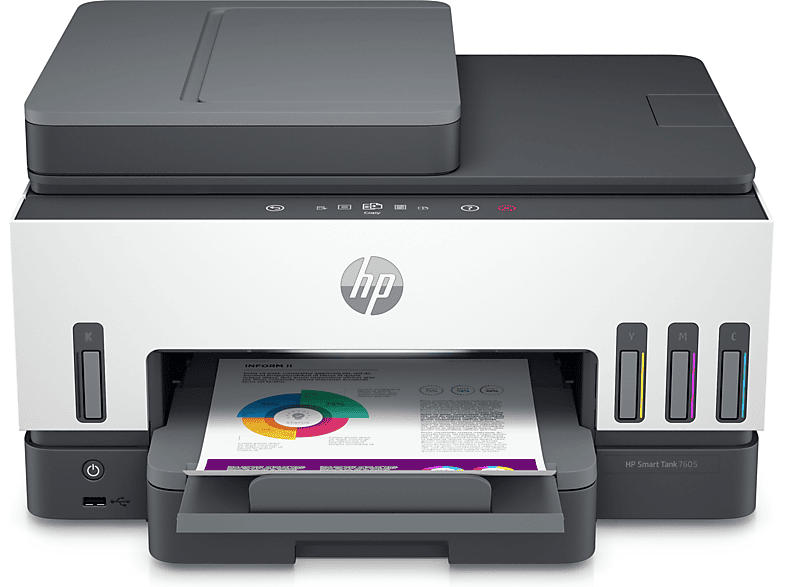 HP Smart Tank 7605, 9 S/min Farbe, Refill-System, Multifunktionsdrucker, WLAN, Tintendruck, Grau