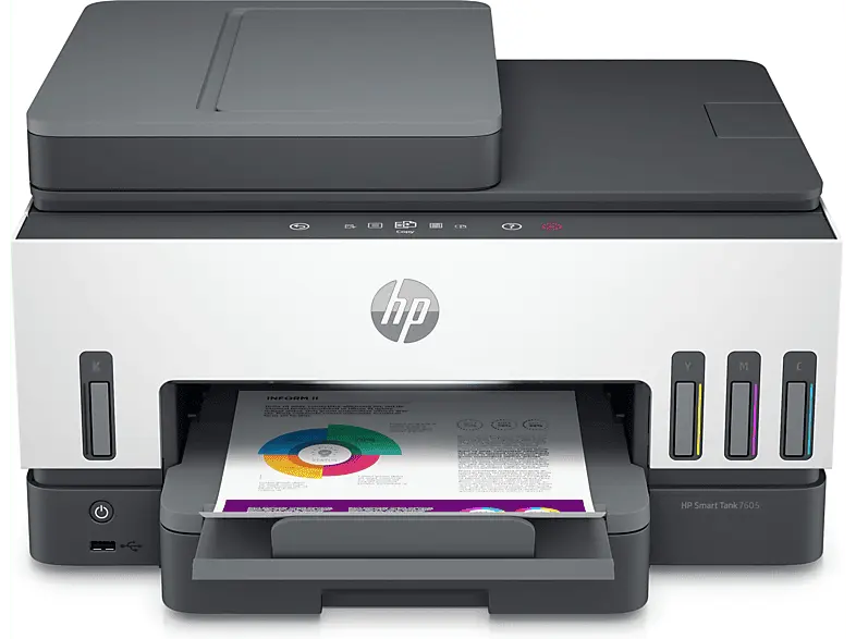 HP Smart Tank 7605, 9 S/min Farbe, Refill-System, Multifunktionsdrucker, WLAN, Tintendruck, Grau