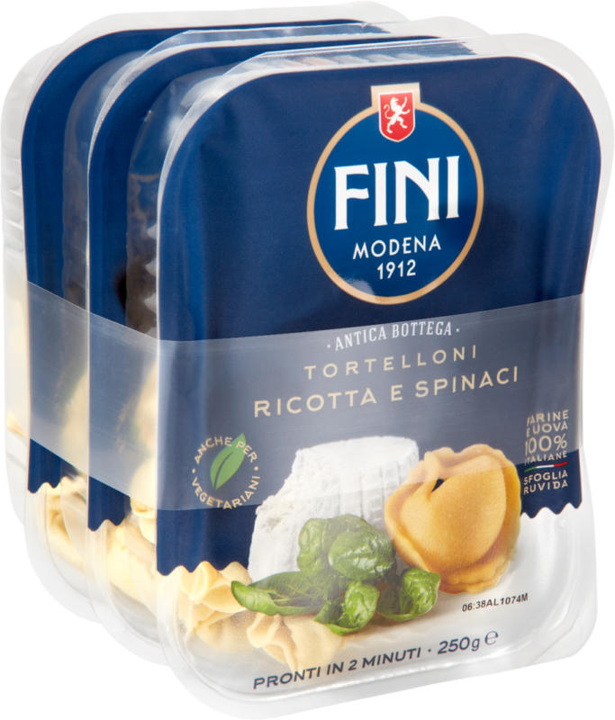 Tortelloni ricotta et épinards Fini, 3 x 250 g