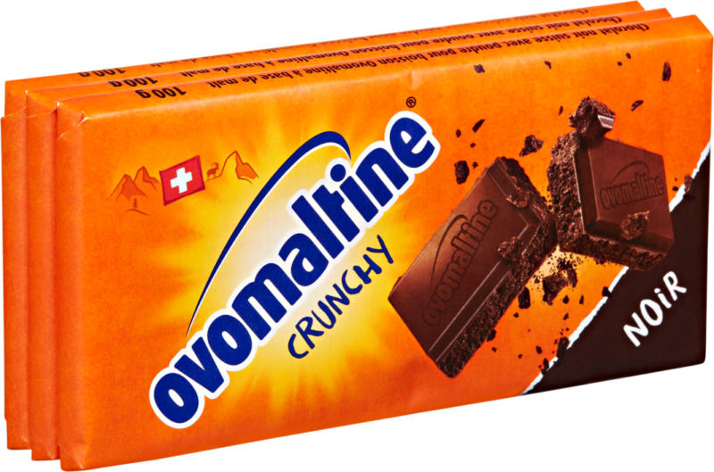 Wander Ovomaltine Tafelschokolade Crunchy Dunkel, 3 x 100 g