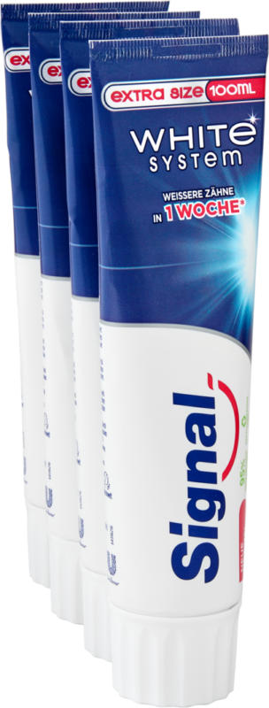 Dentifrice White System Signal, Extra Size, 4 x 100 ml