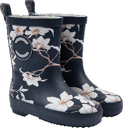 Mikk-Line Gummistiefel mit Blumen-Muster, blau, Gr. 28/29