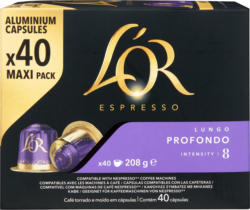 Capsules de café Lungo Profondo Espresso L’OR, compatibles avec les machines Nespresso®, 40 pièces