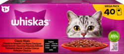 Whiskas Katzenfutter 1+ Klassische Auswahl in Sauce, Beutel, 40 x 85 g