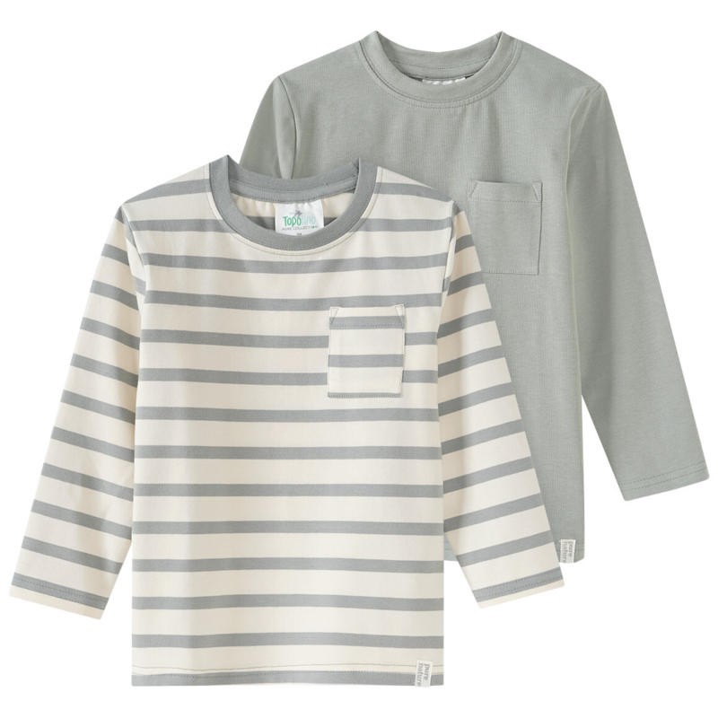 2 Jungen Langarmshirts mit Brusttasche (Nur online)