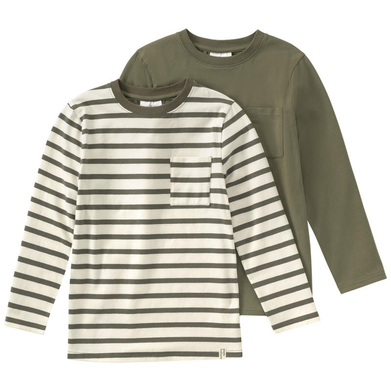 2 Jungen Langarmshirts mit Brusttasche (Nur online)