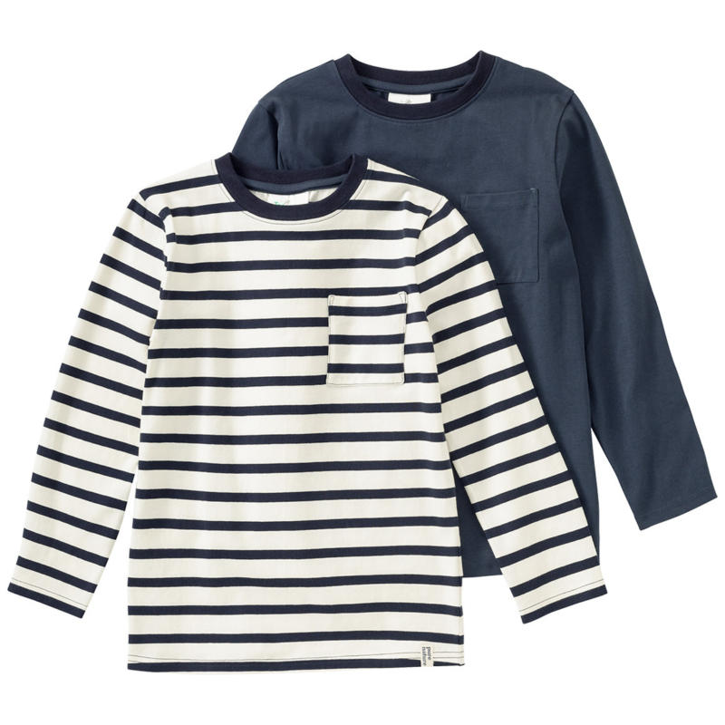 2 Jungen Langarmshirts mit Brusttasche (Nur online)