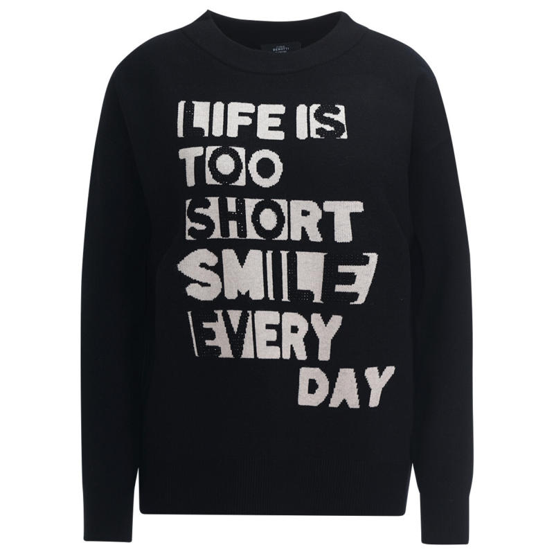 Damen Strickpullover mit Message-Print