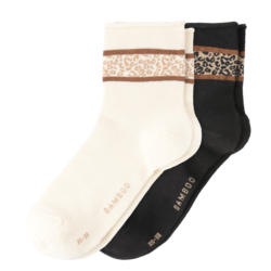 2 Paar Damen Socken mit Leo-Details