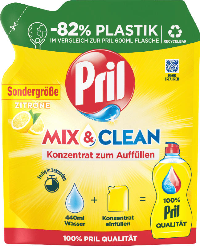 Pril Spülmittel Konzentrat Mix & Clean Zitrone