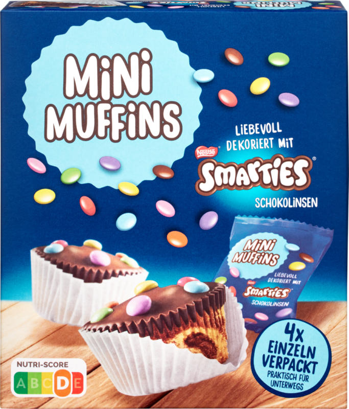 Nestlé Smarties Mini Muffins, 4 Stück, 120 g