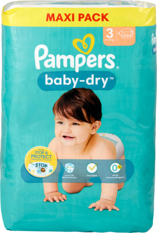 Pampers Baby-Dry Maxi Pack, Midi, Grösse 3, 124 Stück