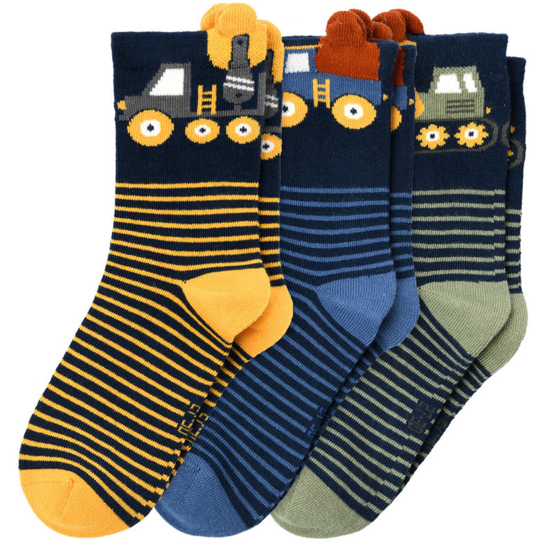 3 Paar Jungen Socken mit Fahrzeug-Motiven