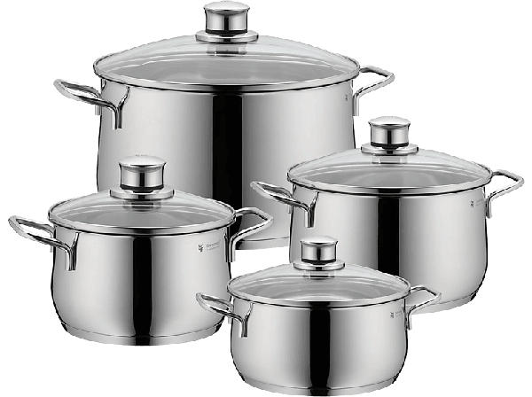 WMF 0730049990 Diadem Plus Topf-Set (4-teilig, alle Herdarten, Silber, Cromargan®: Edelstahl Rostfrei 18/10)