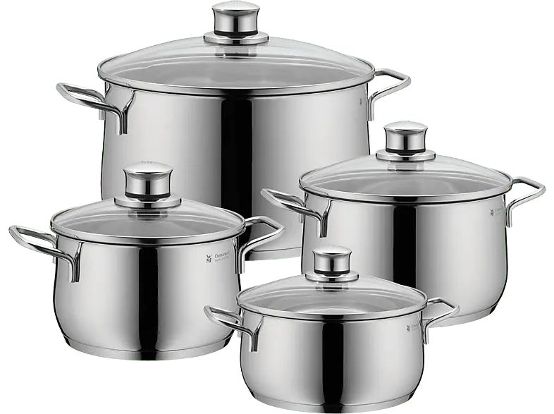 WMF 0730049990 Diadem Plus Topf-Set (4-teilig, alle Herdarten, Silber, Cromargan®: Edelstahl Rostfrei 18/10)