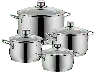 WMF 0730049990 Diadem Plus Topf-Set (4-teilig, alle Herdarten, Silber, Cromargan®: Edelstahl Rostfrei 18/10)