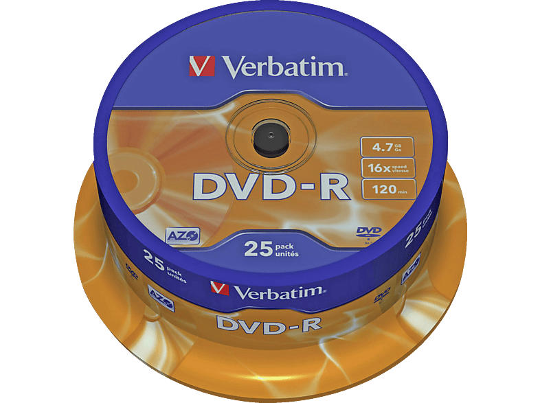 VERBatIM DVD-R 16x 25er Spindel Matt Silver; Rohlinge