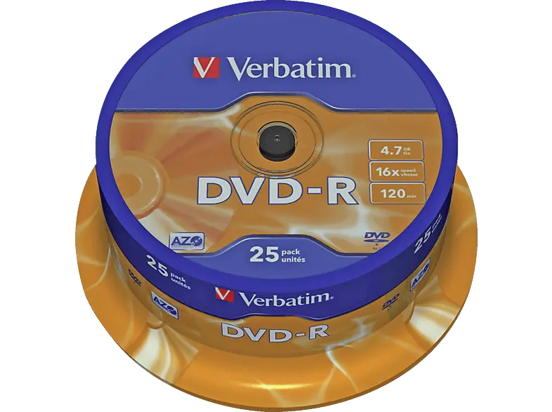 VERBatIM DVD-R 16x 25er Spindel Matt Silver; Rohlinge