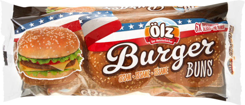 Ölz Burger Buns , mit Sesam, 6 x 50 g