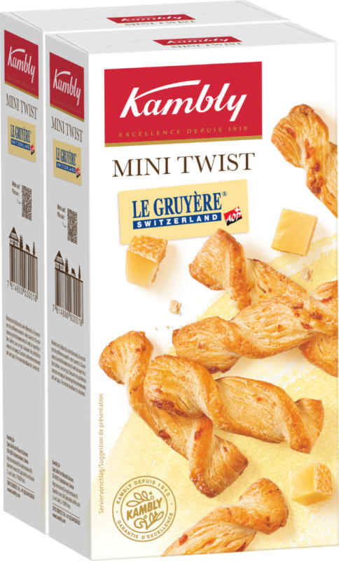 Kambly Mini Twist, Le Gruyère AOP, 2 x 100 g