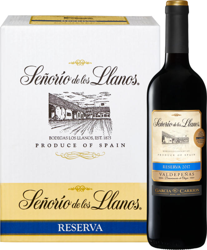 Señorío de los Llanos Reserva Valdepeñas DO, Spanien, Valdepeñas, 2017, 6 x 75 cl