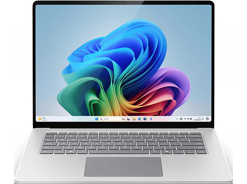 Microsoft Surface, Copilot+ PC Notebook 15 Zoll, Qualcomm® Snapdragon® X Elite, 16 GB RAM, 256 SSD, Windows 11 Home (64 Bit), Adreno™ Onboard Graphics, Platin