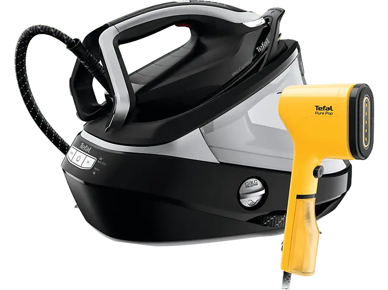 Tefal GV 9821 Bundle Pro Express Vision Dampfb&uuml;gelstation + DT2026 Dampfb&uuml;rste Pure Pop (9 bar, 3000 Watt, 1,2 l Wassertank, Schwarz/Silber)
